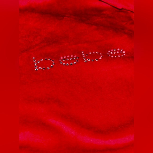 Bebe Crystal‎ Logo Embellished Velour Sash Tie Plush Robe Women 1X Luxe Lounge - Picture 7 of 8